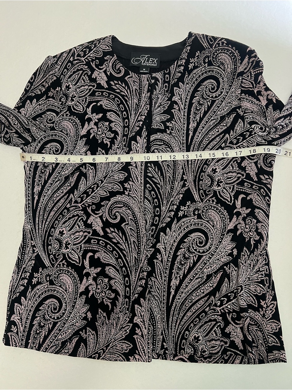 Alex Evenings Glitter Paisley Print Twinset Jacket Tank Top Set Black Stone M - Picture 12 of 16